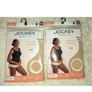 Lot Of 2 Womens Size 2x Jockey Essentials Tan Underarm Smoothing Tanks (B26)